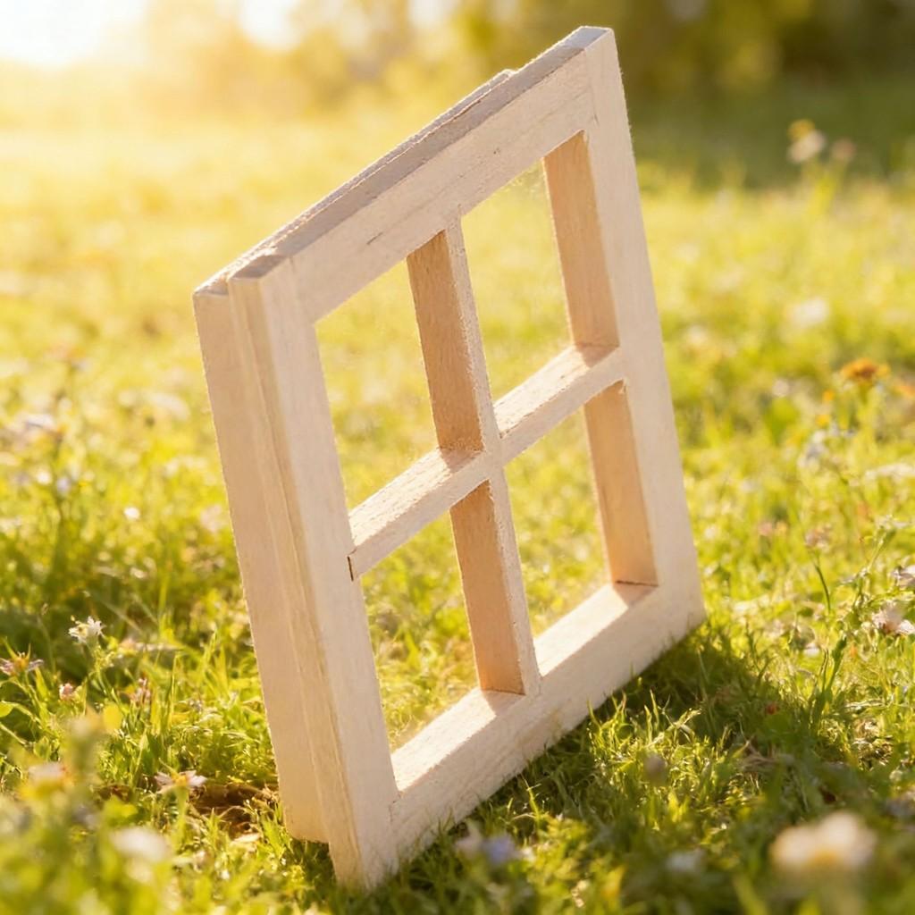 Wooden Dollhouse Diy Miniature Door And Window Set For Crafting And Home Decoration