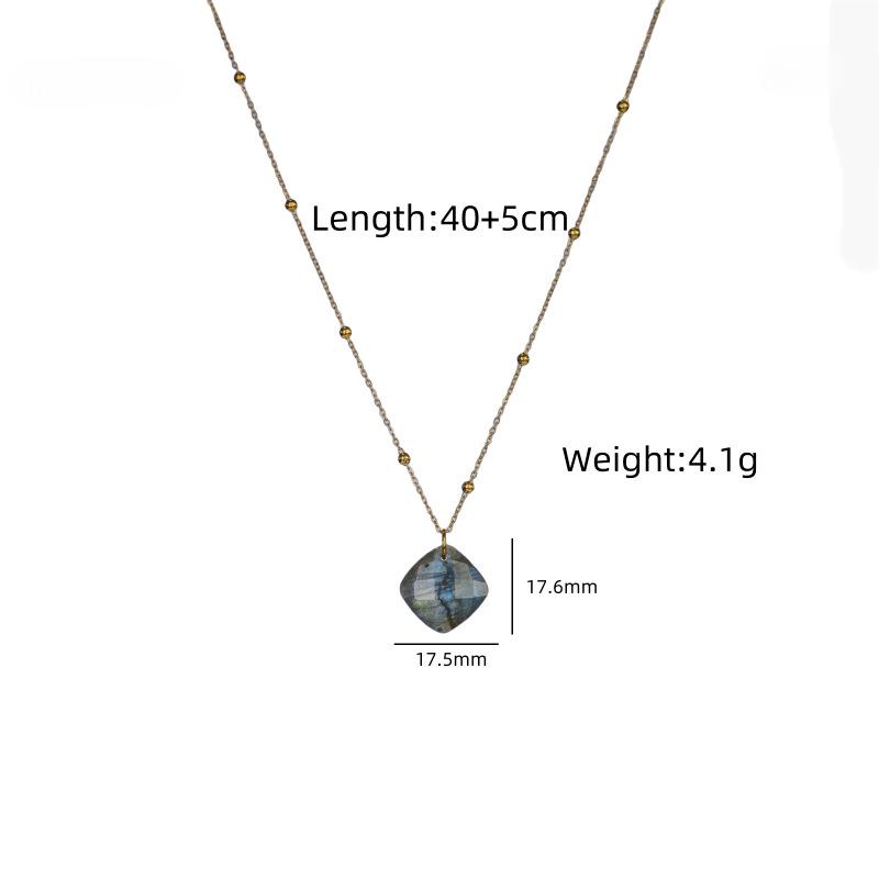 Elegant Blue Braided Rope Labradorite Necklace with Stainless Steel and Natural Stone Pendant