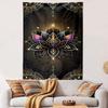 Lotus Mandala Wall Tapestry Black Gold Purple Flower Ornate Spiritual Decor for Yoga Room Bedroom Living Gift