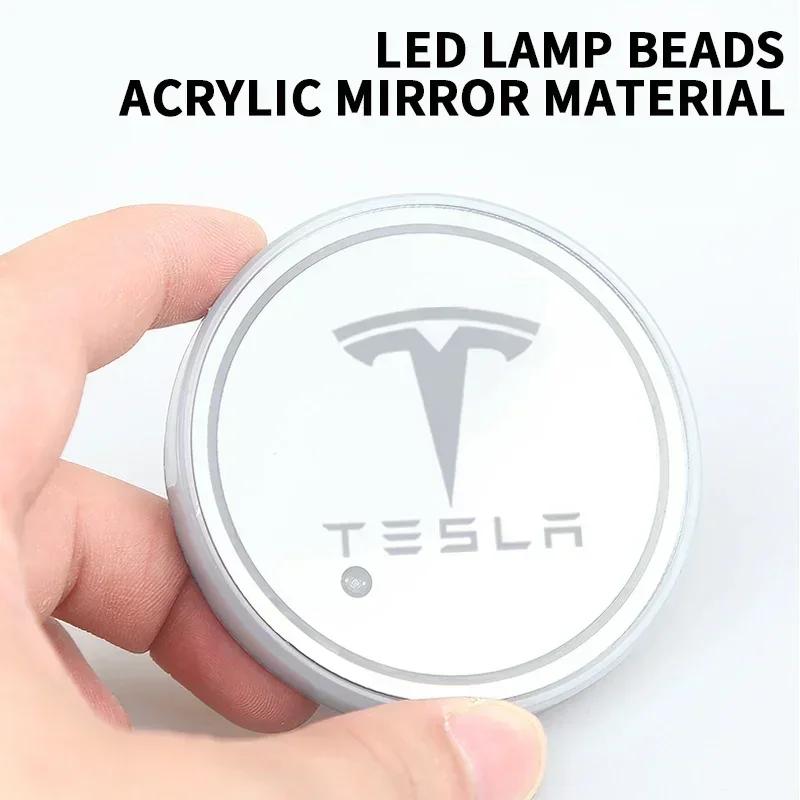 Car Sticker Tesla USB Charging Car Led Water Cup Pad Luminous Coaster Trim Lamp For Tesla Model 3 S X Y Style Roadster Invader C