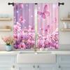 2pc    Window Drapes Butterfly Fantasy Pink Versatile 100% Polyester  Without Electricity Festive Wall Decor Suitable for