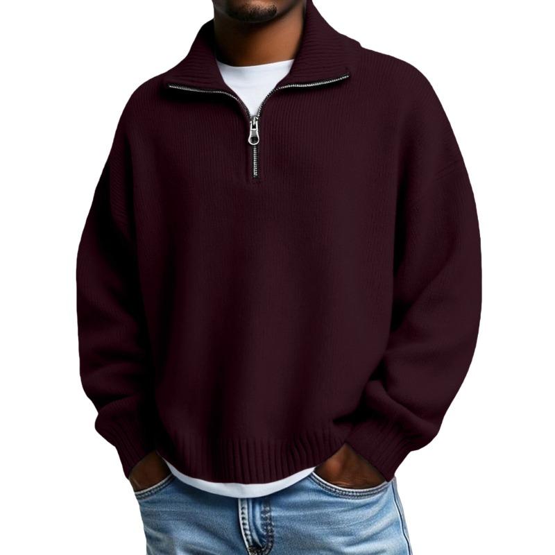 Pull Pull Over Casual Épais Tricoté Chaud à Demi-Fermeture pour Homme