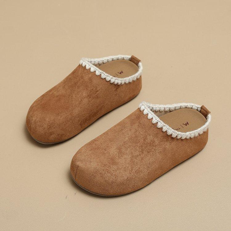 

Корейская версия кружевные маленькие картофельные ботинки Boken женские 2025 осень новые увеличение внутренней высоты мягкая подошва этнический стиль сумка голова полусабо 40 коричневый