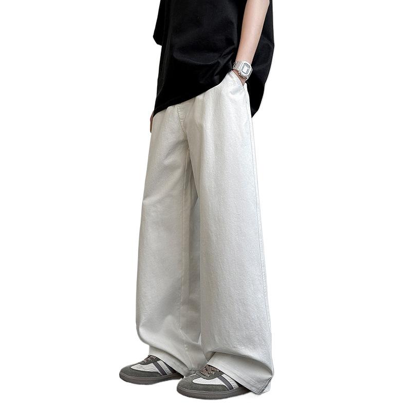 Casual Pants Versatile American Basic Oblique Cut Men's Spring and Autumn Slim and High Loose Draping Trousers Straight Workwear Slightly