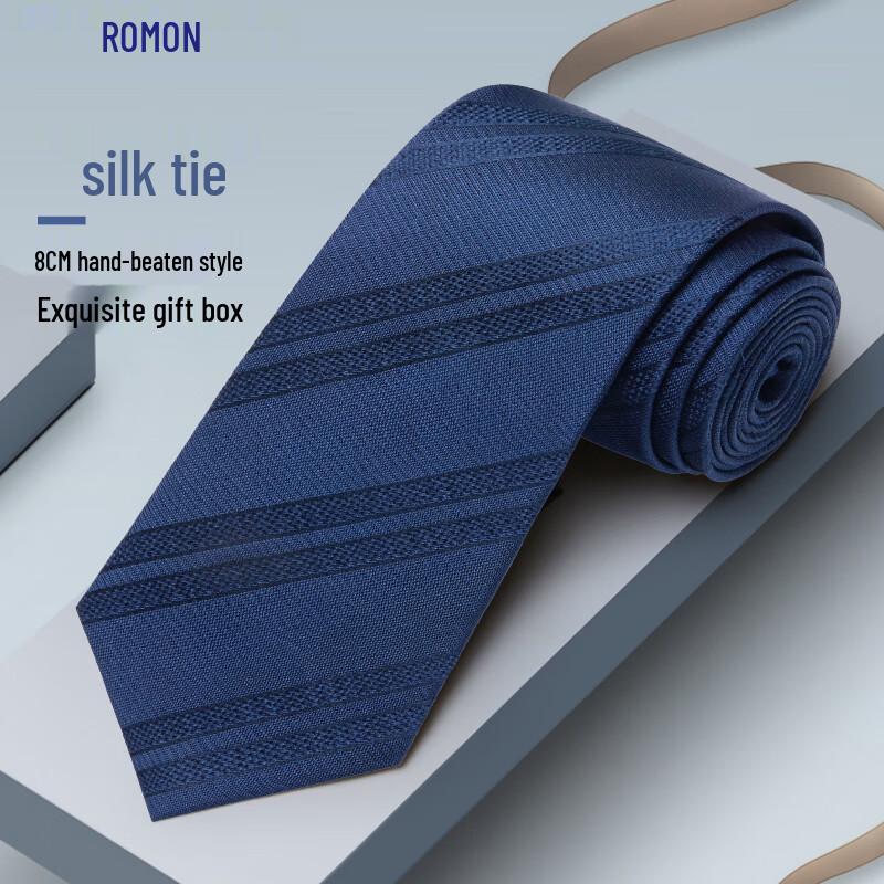 Luomeng Men s Striped Silk Tie (8cm) with Gift Box Gift Box