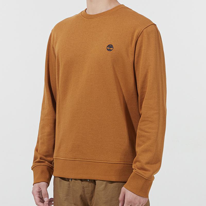 Timberland Logo Embroidered Solid Color Crew Neck Sweatshirt Men Sweatshirt Light-Brown A5SF8-P47