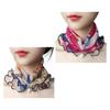 2Pcs Women Faux Silk Scarf Printing Faux Pearl Decor Lace Trim Lightweight Scarf Hand