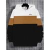 Boys' 3D Printed Hooded Sweatshirt - Contrasting White/beige/brown/black Pullover, Machine Washable Long Sleeved Sweater