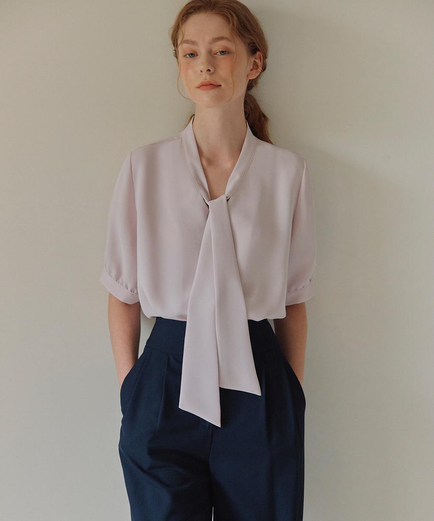 ZEROSTREET [7 Colors] Short Sleeve Tie Blouse