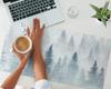 Elegant Decorative Desk Mat Watercolor Fog Forest 90x45 cm