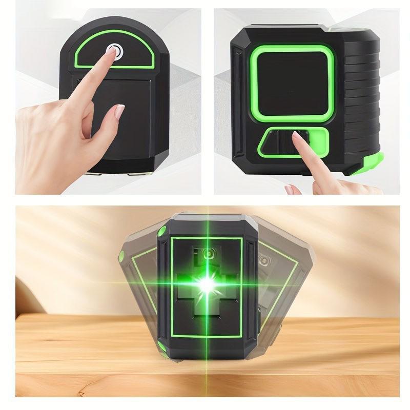 Mini Laser Level: 2-Line Green Light, Strong & Thin, Auto-Winding