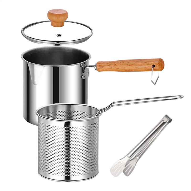 Deep Fryer Pot Stainless Steel Frying Pot With Mesh Steamer Basket Tempura Fryer Pan Fry Pot Chicken Fried Chicken Cooking Tools
