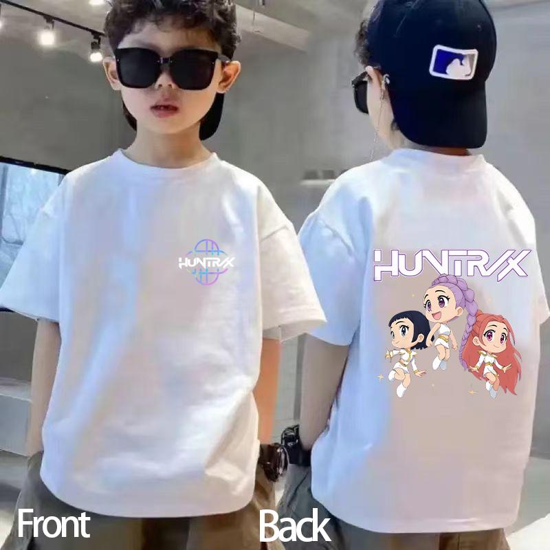 Kids Kpop Demon Hunters Children's T Shirt Short Sleeve T-shirt Cute Kpop Demon Hunters Tiger Harajuku Tshirt for Boys Girls