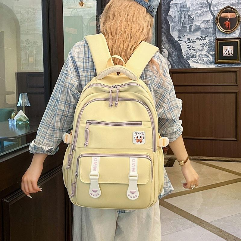 Korean Version Ins College Style High-value Junior High School Student Backpack Female Sweet Candy Color Girl Burden Reduction Student Schoolbag