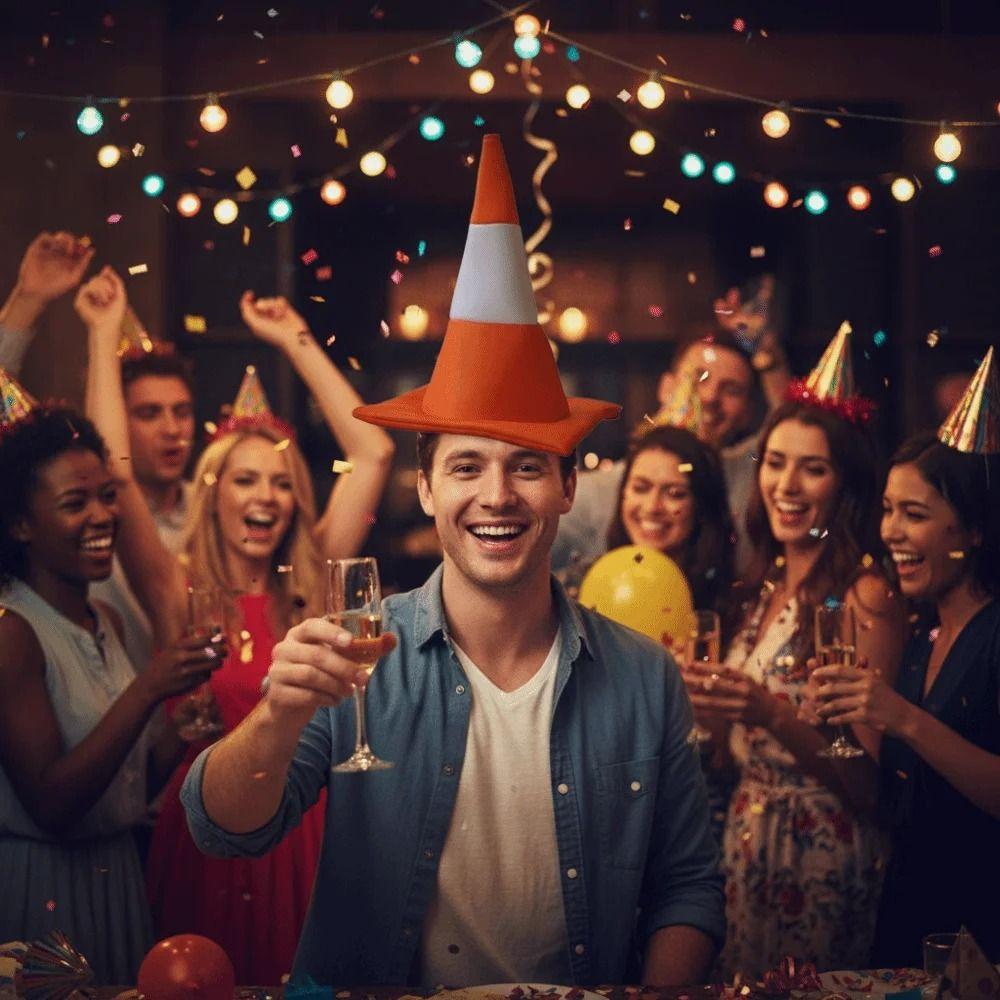 Performance Conical Hat Stage Hat Party Hip Hop Hat Funny Traffic Cone Hat  Cosplay