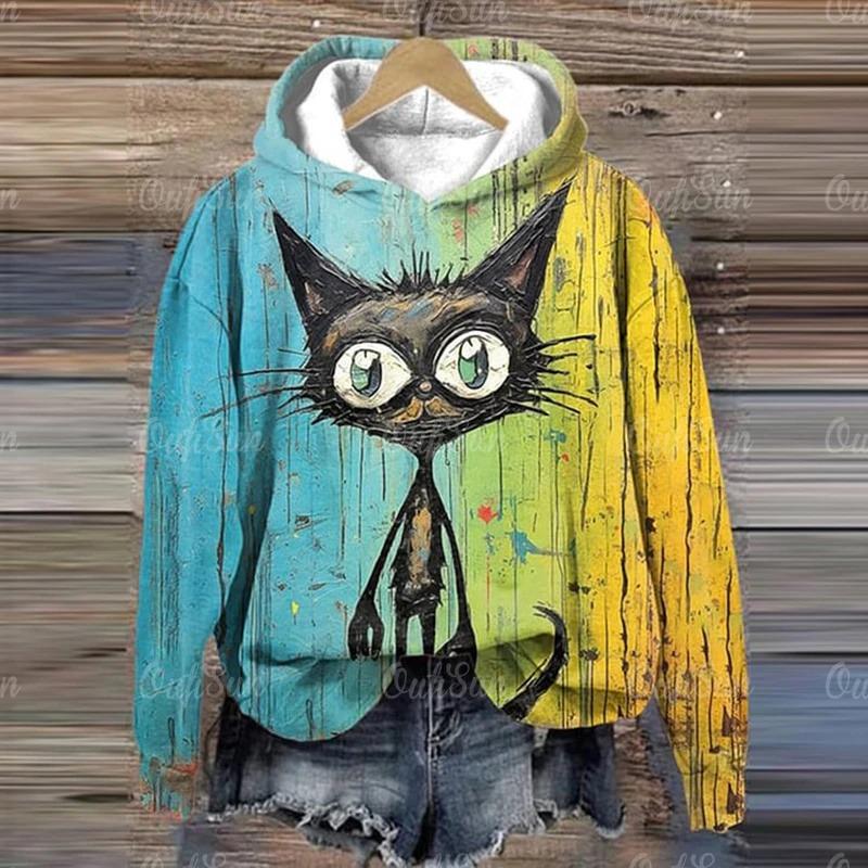 Damen Hoodie 3d Tiere Langarm Damenbekleidung Herbst Hip Hop Mode Street Style Lustiges Hunde Muster Kapuzenpullover