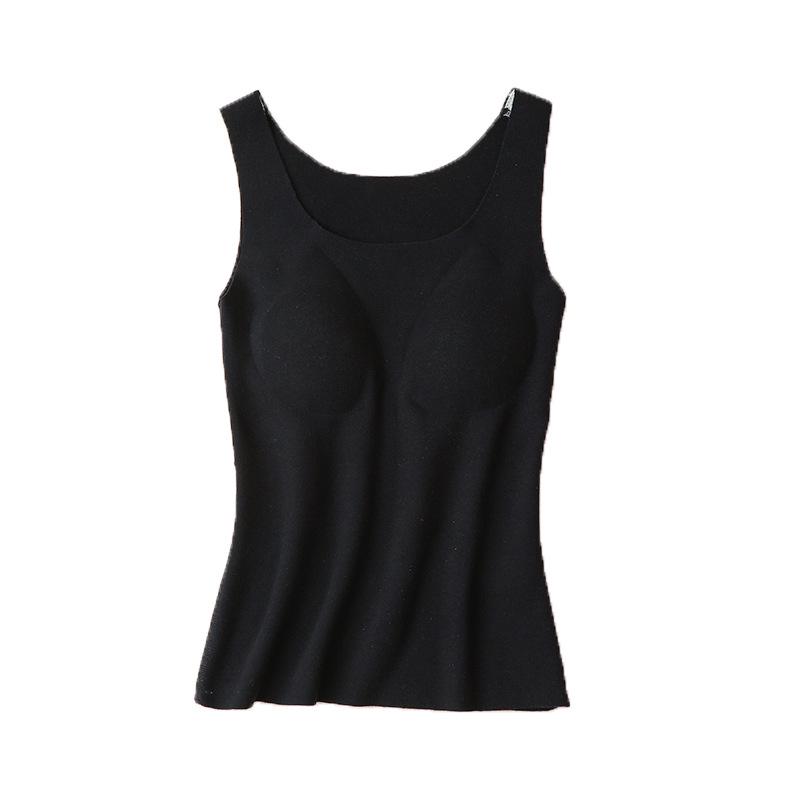 Women's Seamless Mulberry Silk Warm Bra Vest with Chest Pads - Autumn/Winter Base Layer