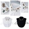 Soft Polyester Detachable Collar With Rhinestones Decors Half Shirt Blouse Top Suitable For Various Occasion Easy Care