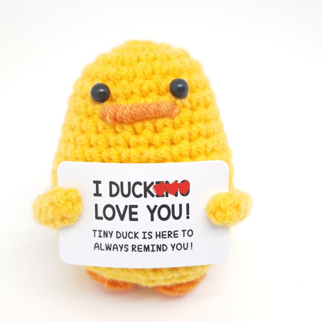 Cute Handwoven Positive Energy Duck Ornaments Handmade Crochet Support Emotional Long Leg Duck Home Room Decor Christmas Gift