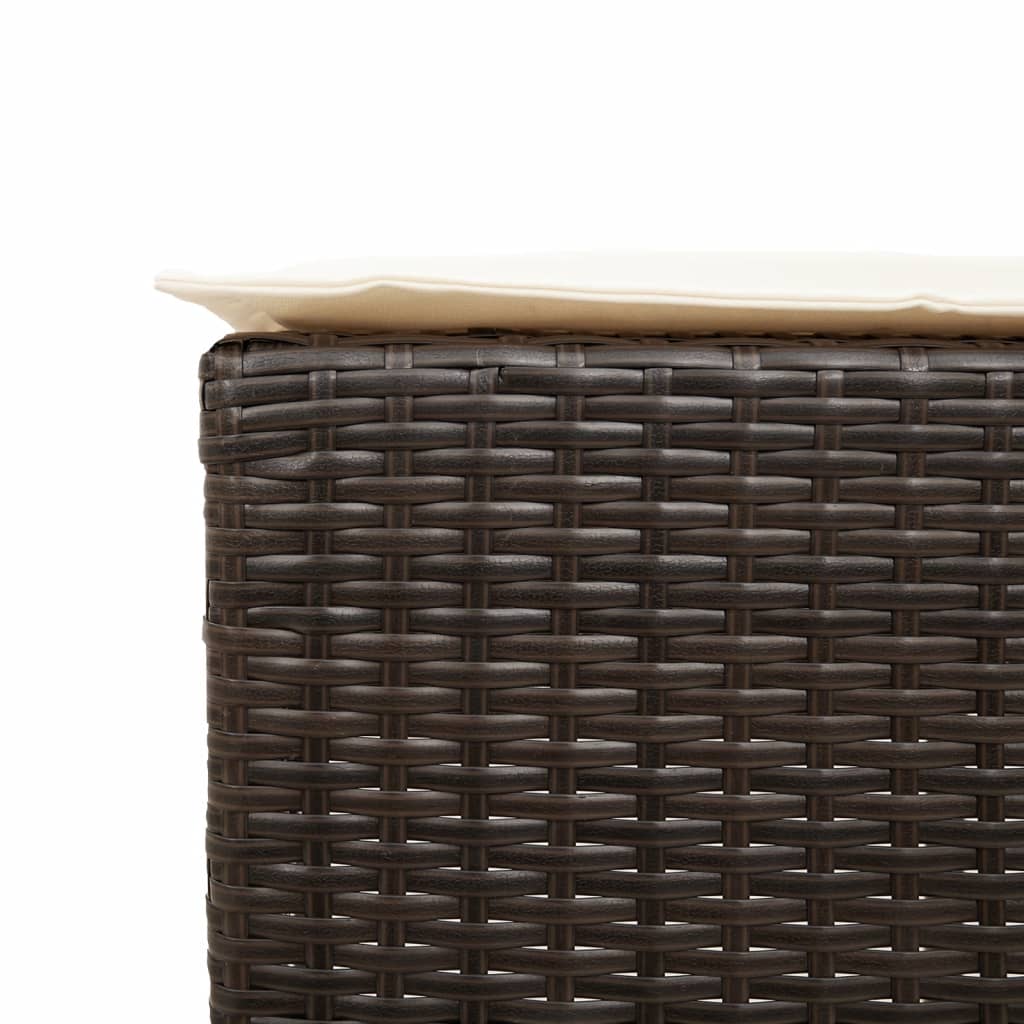 Garden Bar Stool with Cushions 2 pcs Brown Poly Rattan