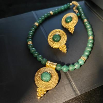 Vintage Vintage Necklace Original Replica French Court Women's Pendant Natural Stone Plated Real Gold High Sense