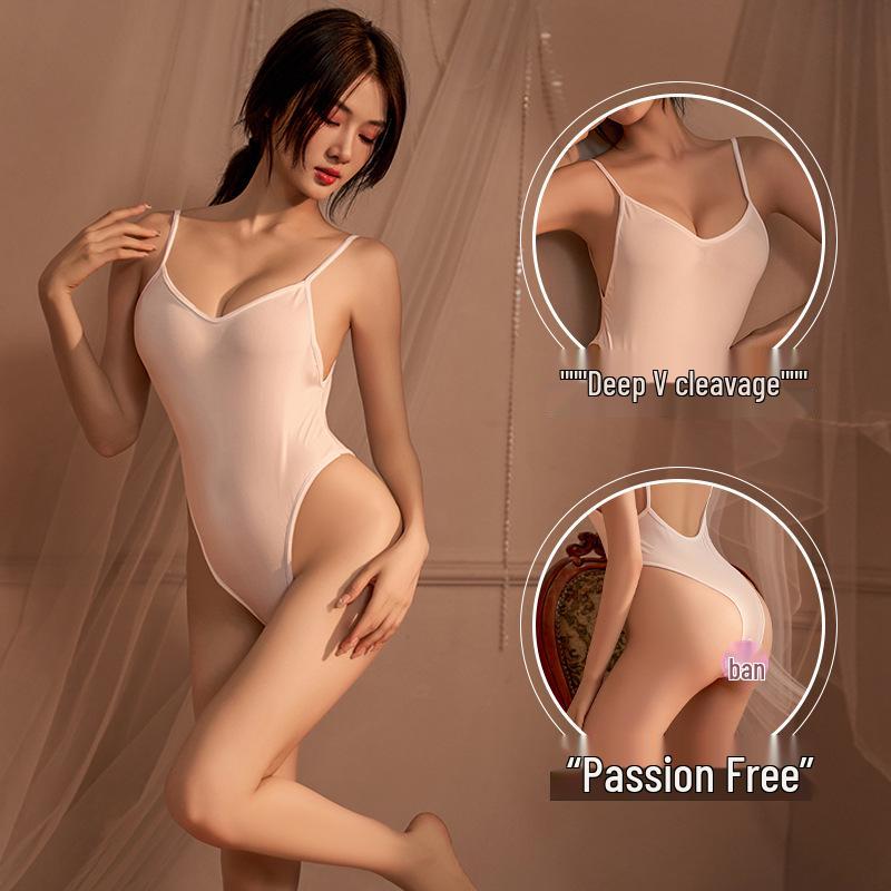 Sheer Transparent Open-Crotch Swimsuit with High Cut