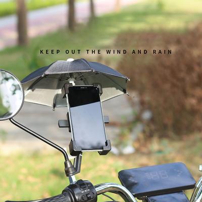 1Pcs New Hot Motorcycle Phone Holder Mini Sunshade Umbrella Bicycle Decoration Accessories Polyester Mobile Automatic Umbrella
