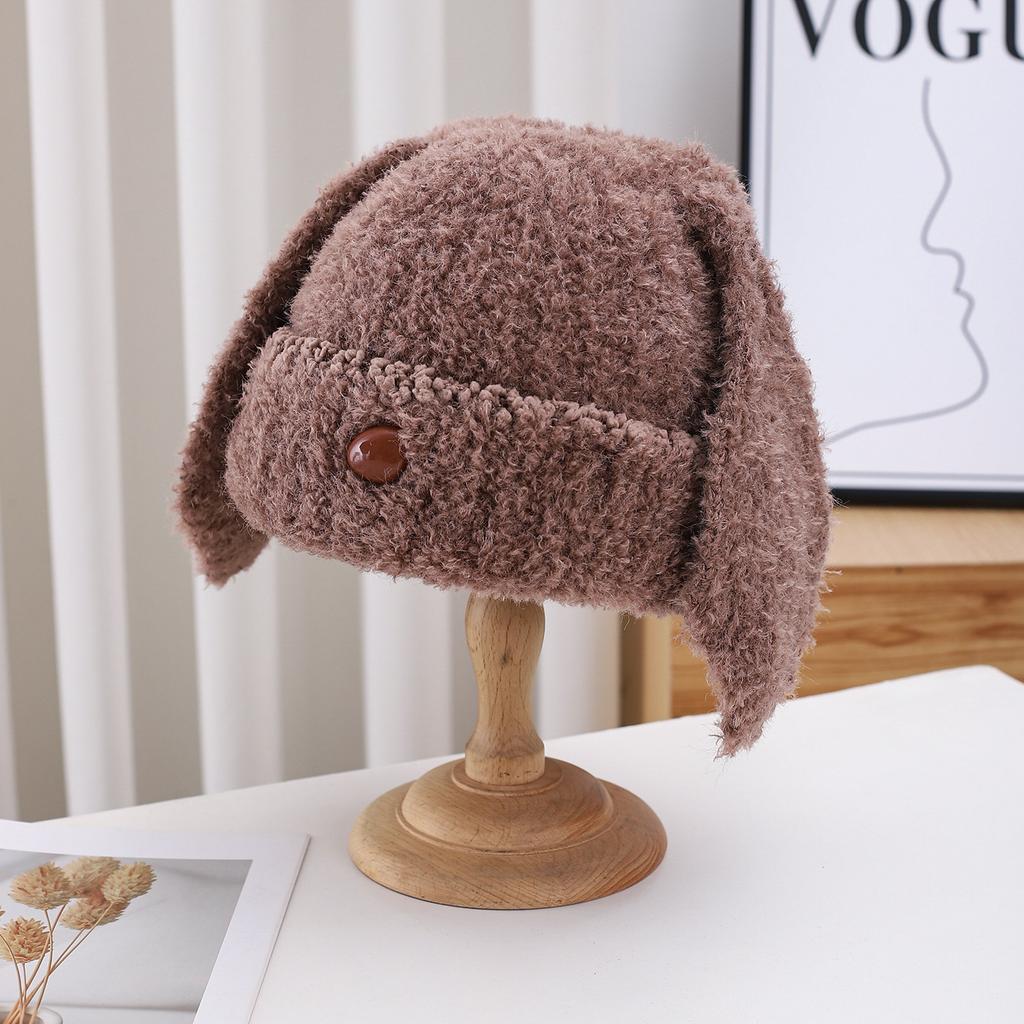 Autumn And Winter Plush Thermal Hat Children'S Ear Protector Knitted Plush Casual Fashion Cute Student Cold Cotton Hat