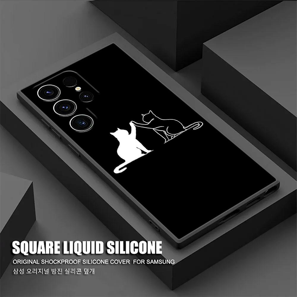 Funny Cute Cat Line Art S26Ultra Case For Samsung Galaxy S26 S25 S24 S23 S20 S21 FE S22 Ultra S25 Plus 5G Cases Soft Phone Cover