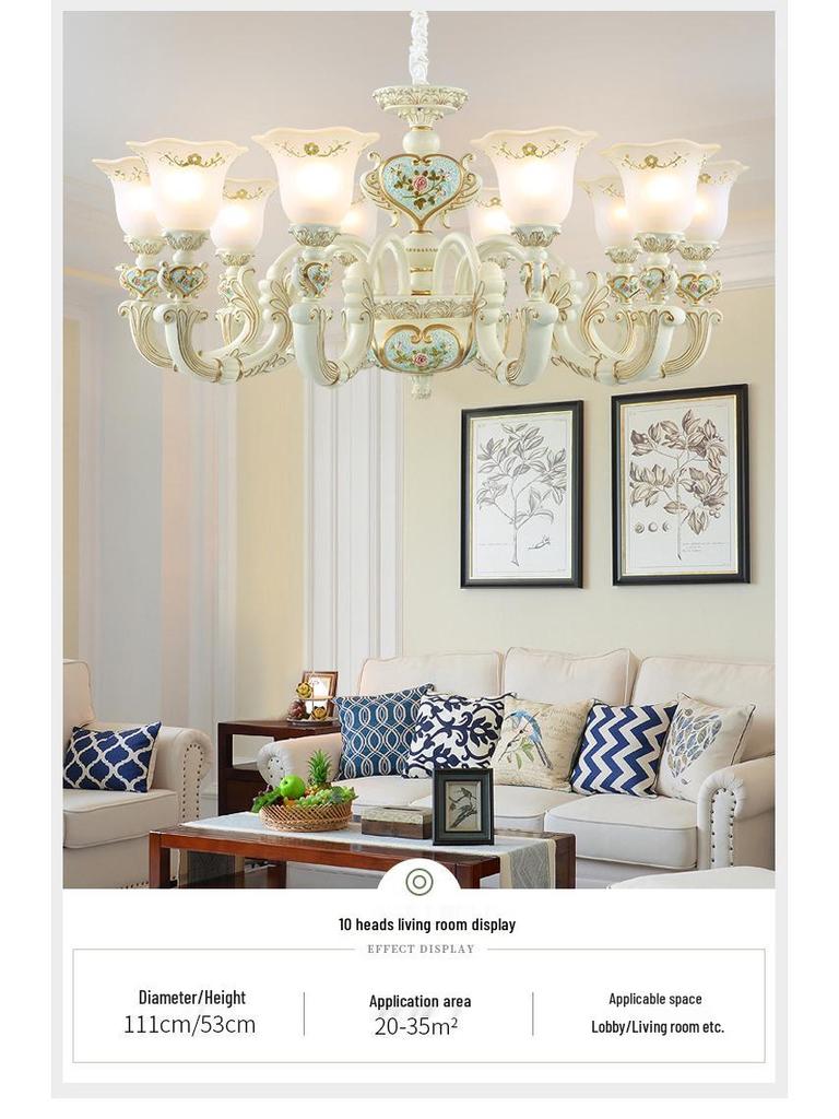 European Retro Resin Chandelier for Living Room, Restaurant, or Bedroom - Warm Atmosphere and Unique Style