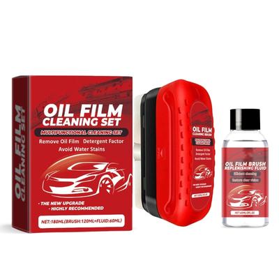 Multiple Exterior Auto Glass Cleaner Kit with Refill Solution Automotive Glass Cleaning Tool for Stubborn Oil Film Removal