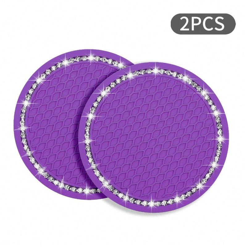 1pc/2PCS Car Cup Coaster, Bling Cup Holder Insert Coasters,Universal Auto Non-Slip Cup Holder Embedded in Ornaments Silicone Coaster