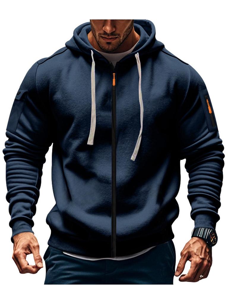 Men's Autumn & Winter Hooded Sweatshirt - Casual Double Zipper Jacket