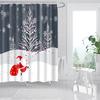 Merry Christmas Shower Curtains New Year Santa Bathroom Decor Bath Curtain Cartoon Snowman Elk Bath Bathroom Curtains