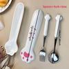 Stainless Steel Spoon and Fork Set with Storage Box Portable Tableware Cute Cat Paw Shaped Dinnerware Kit for Adults Kids School