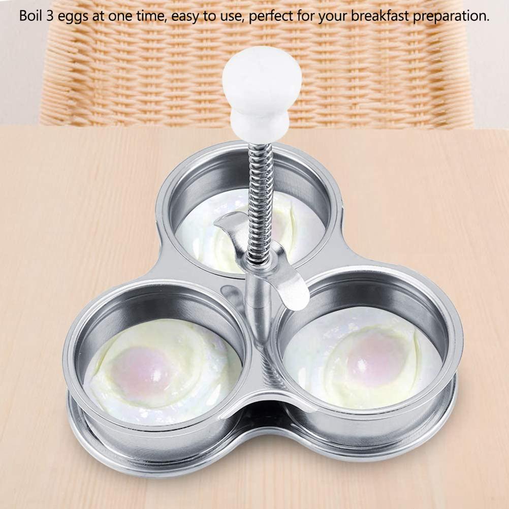 3 Caves Egg Cooker Stainless Steel Egg Boiler Soft Boiled Egg Maker for Cooking Eggs Kitchen Gadget