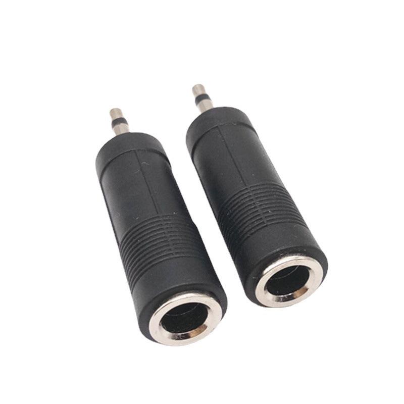 Mono Audio Adapter: 3.5mm Male to 6.5mm Female Converter, Plastic, Small to Large