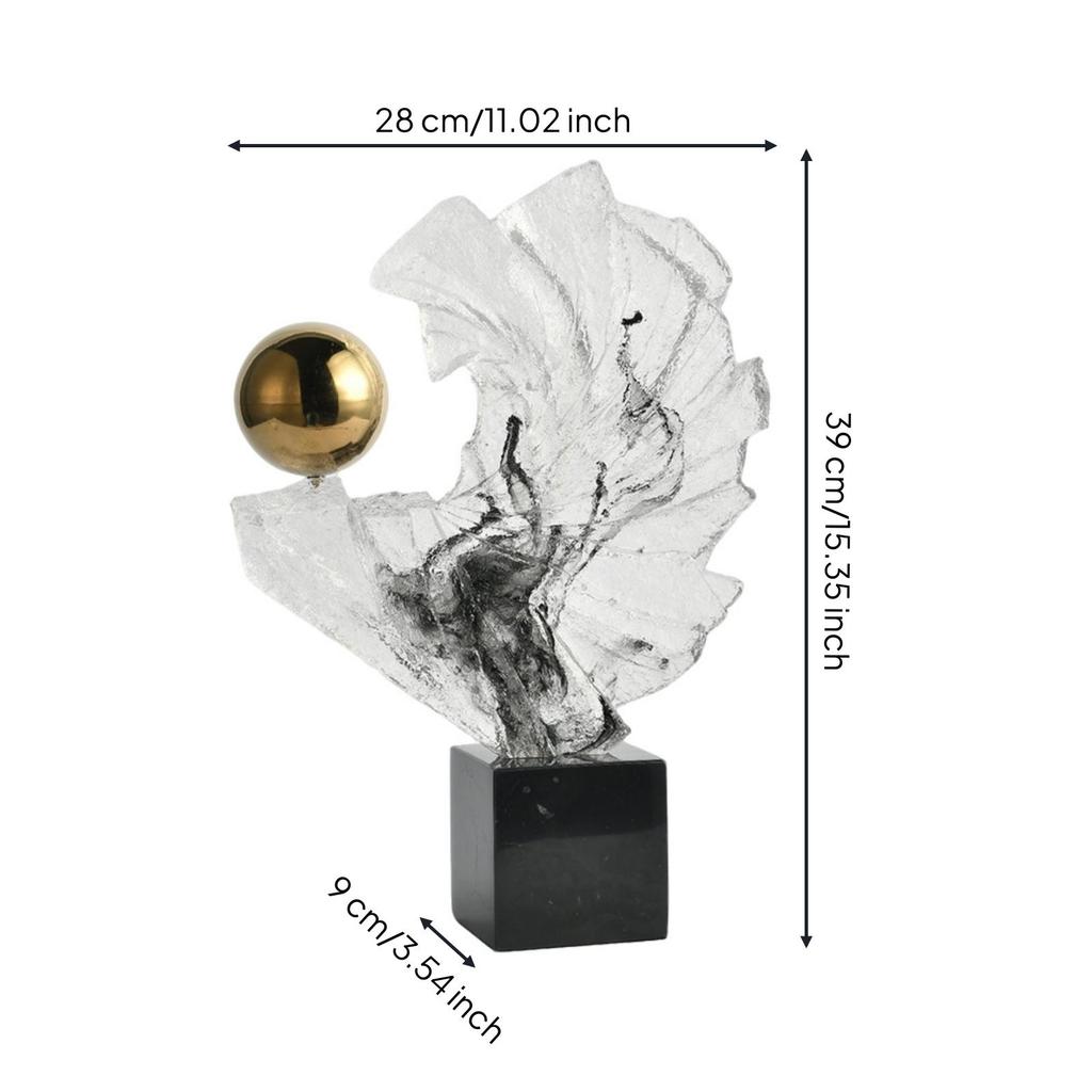 Resin Sculpture with Gilded Highlight Contemporary Decorative Statue Artistic