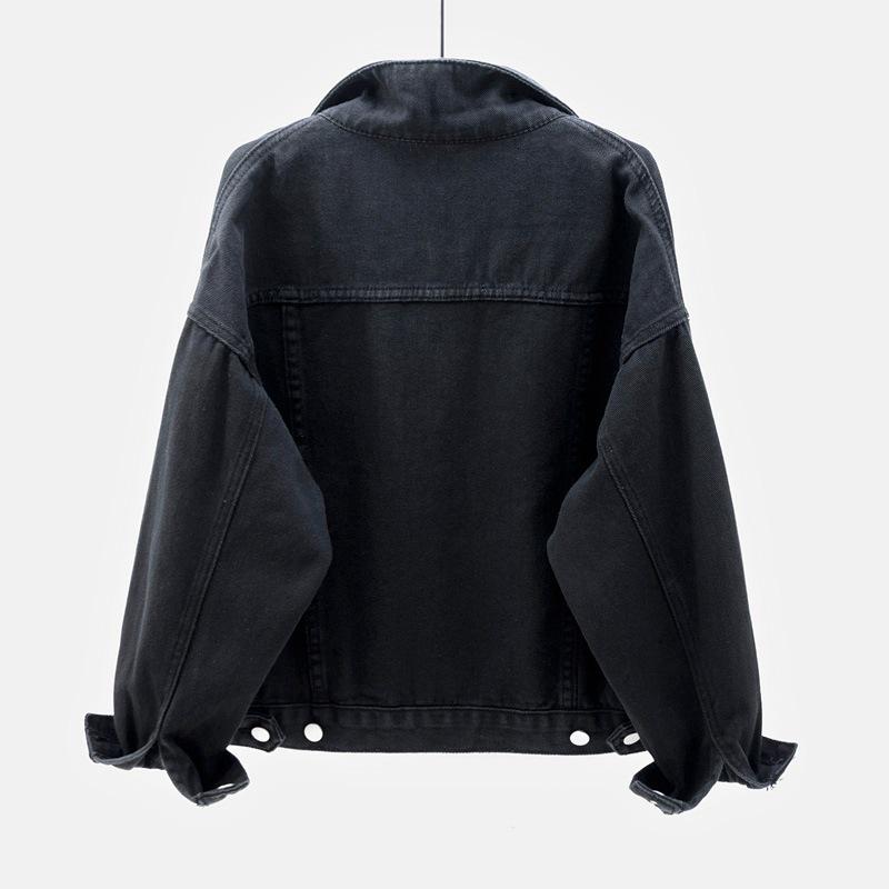 Damen Übergröße Koreanischer Stil Farbige Jeansjacke - Kurz, Lockere Passform, Langärmlig, Frühling & Herbst Kollektion