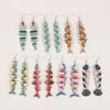 5Pairs Hook Piercing Fish Drop Earrings Acrylic Wood Beach Drop Earrings Salmon Fish Earrings  Women