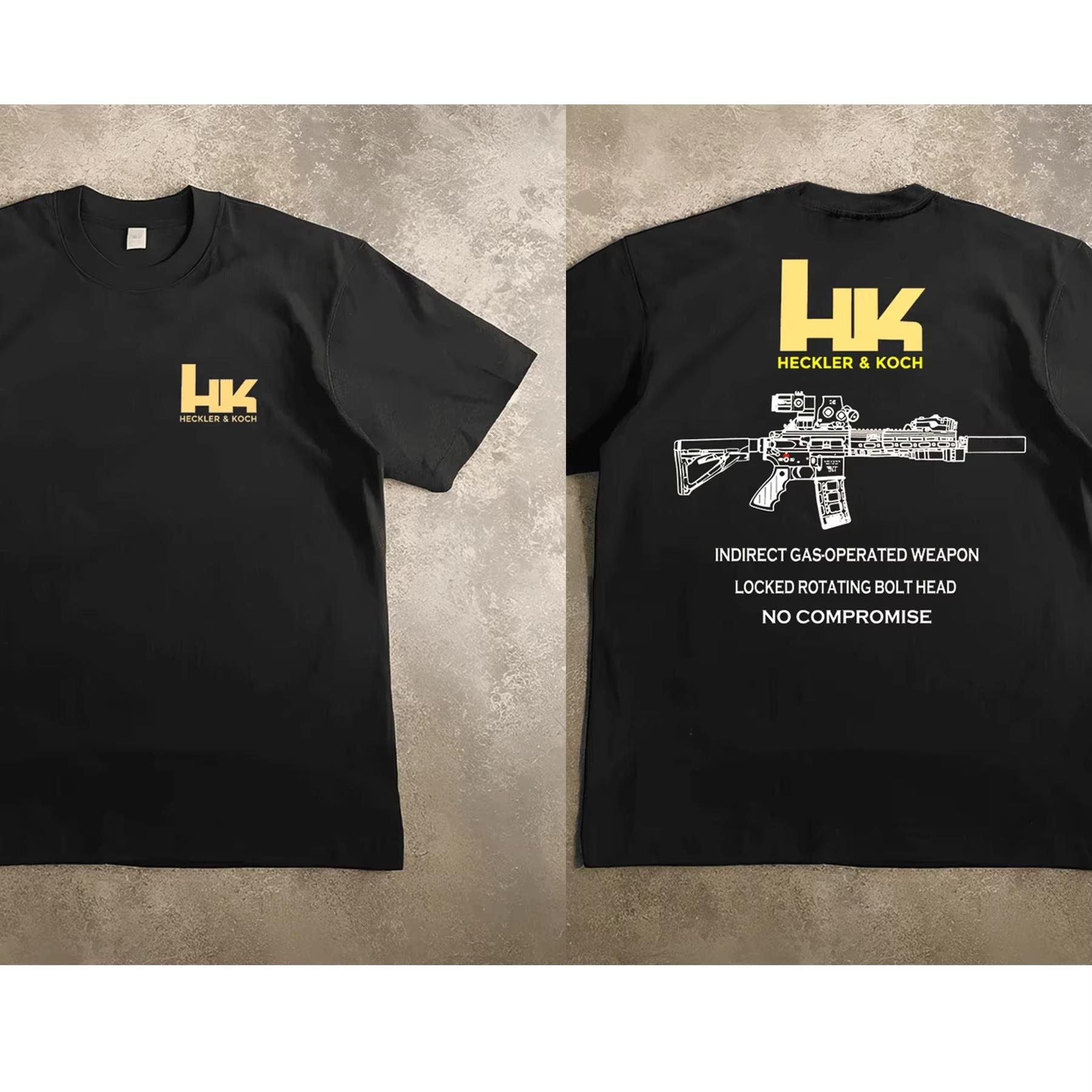

Мужская футболка с рисунком Heckler & Koch HK416 100% хлопок Потоотводящая Дышащая Высококачественная Повседневная футболка Легкий спорт 2XL