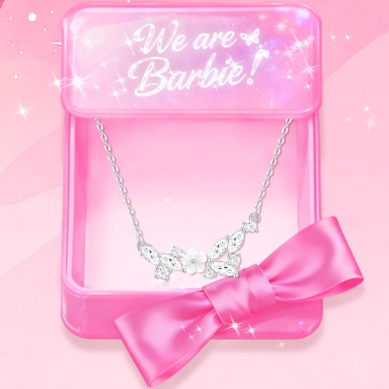 Barbie necklace Two blooming flowers, a high-end full-diamond sparkling pendant, a delicate clavicle chain for girls, a sparkling ins-style TX2401050A
