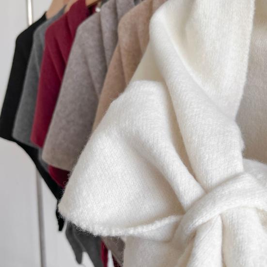 Women Knitted Shawl Wrap Scarf Solid Color Comfortable Cardigan Cape Imitation Cashmere Shoulder Tops Sweater