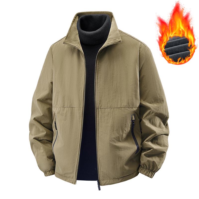 2025 Herrjacka i fleece: Höst/Vinter, Ståkrage, Lös passform, Stor storlek