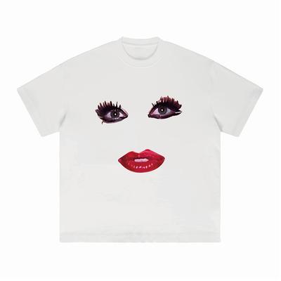 Eyes and Mouth Expression Printed Cotton Short-sleeved European and American Style Singing T-shirt Creative Jacket Funny Meme