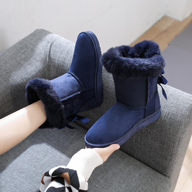 Snow Boots Women's Short Tube Plush 2025 Winter New Style of Pasted Disc Short Knot Student Women's Boots Casual and Versatile