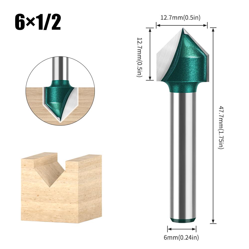 Aluminum-plastic Plate Slotting Cutter Wall Folding Cutter 6mm 1/4" Shank Professional Grade 90 Degree V-Shaped Router Bit