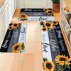 Spring Floral Series Kitchen Floor Mats - Dirt-Resistant, Wear-Resistant, Easy-to-Clean, Three-Piece Set
