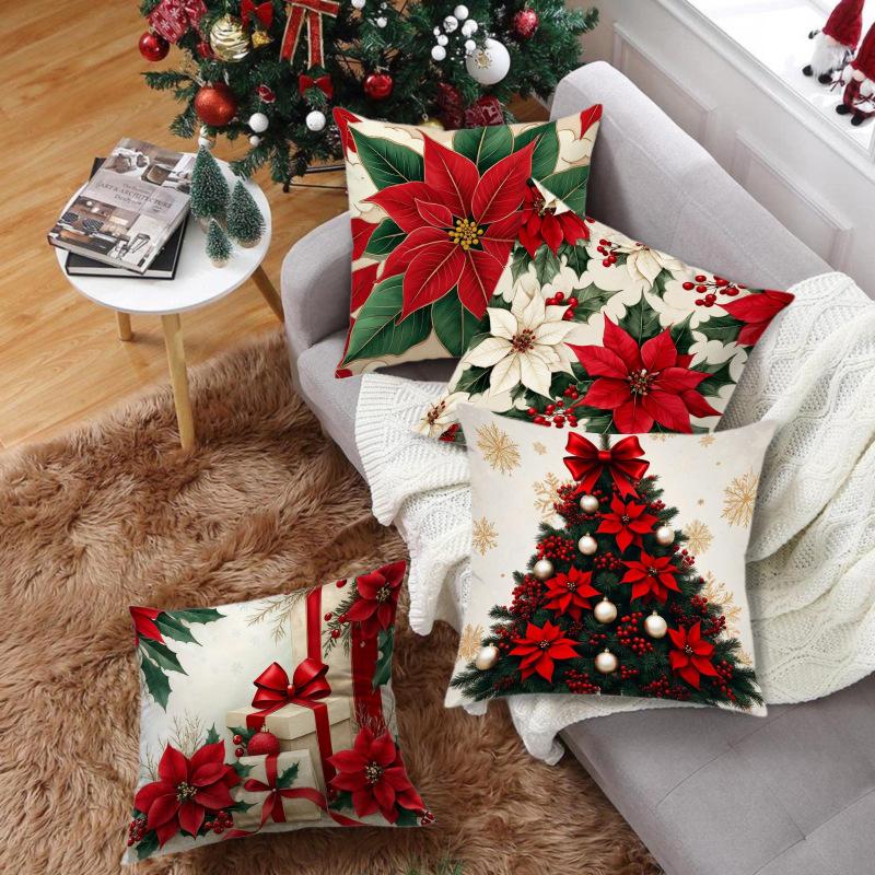 New Christmas Pillow Case Red Combination Festive Atmosphere Decoration Home Sofa Pillow Bedside Cushion
