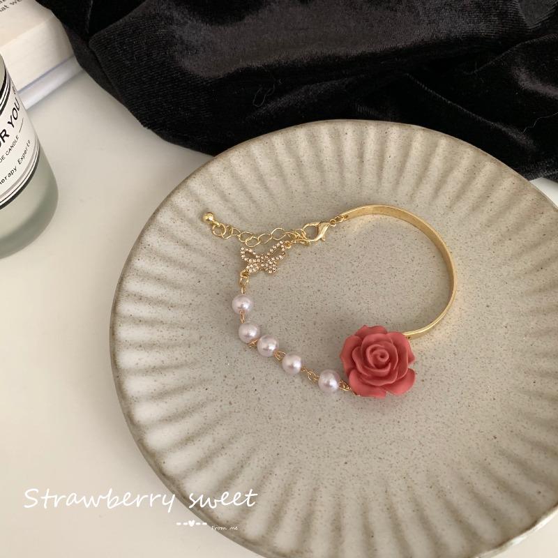 Super fairy rose bracelet french pearl butterfly elegantretro bracelet